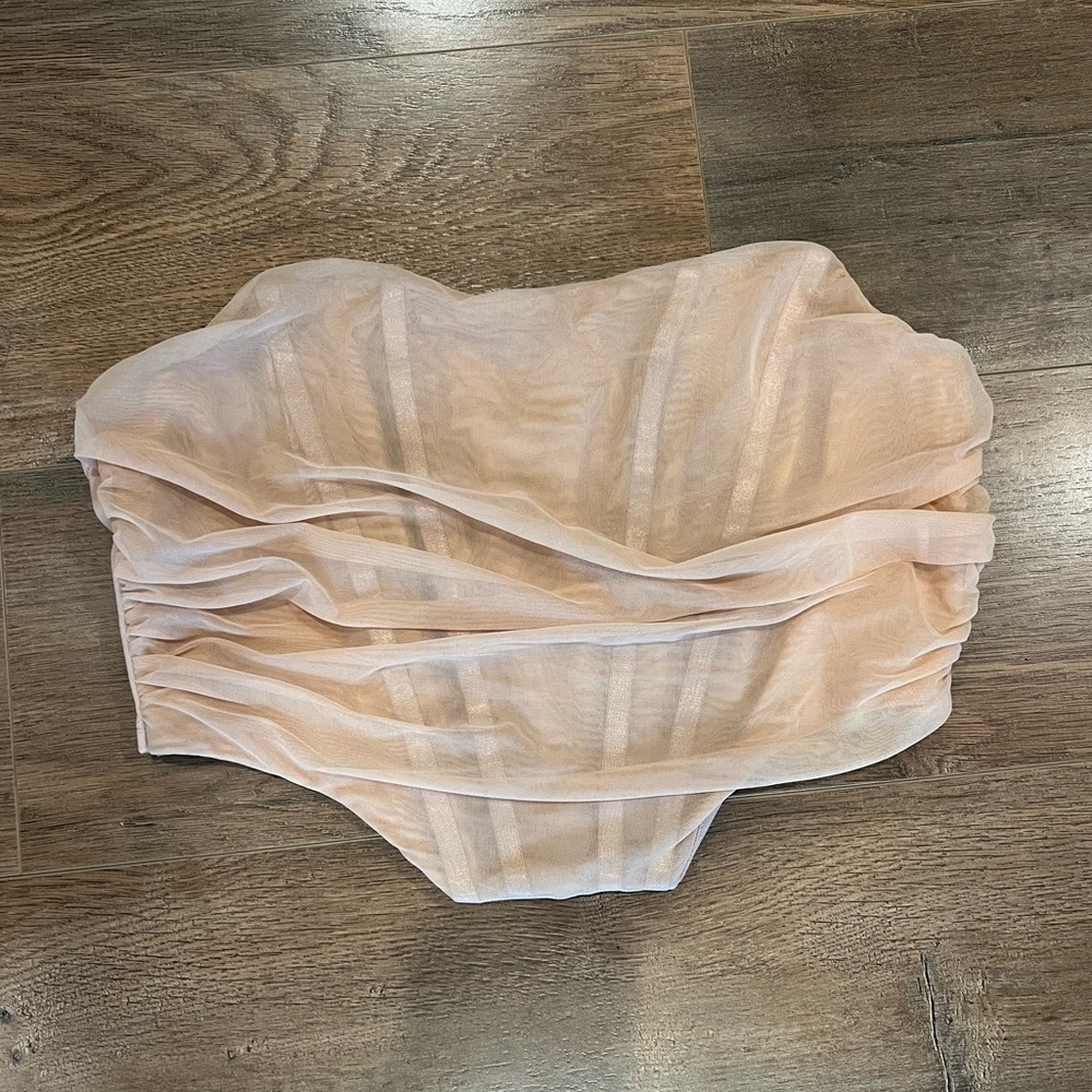 Cream/Tan Structured Corset Top | Size Small